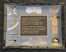 Vintage Pitney Bowes Glass Postal History Advertising Plaque Tray 1958 9x7 picture