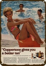 1967 COPPERTONE TAN Vintage Look DECORATIVE METAL SIGN - TIPPI HEDREN - THE BIRD picture