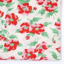Vintage Feedsack Fabric 1940s Old 17x22 Lovely Pink Red Green Floral Flowers picture