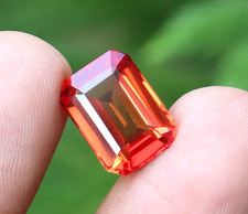 7-8 Ct Natural Orange Sapphire Certified Loose Gemstone Emerald Shape picture