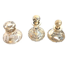 3 Antique Silver Overlay Glass Perfume Bottles 2 Gorham & 1 Unsigned Art Nouveau picture