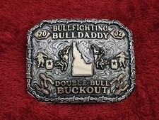 X~Treme Idaho BULLZILLA BULLFIGHTING RODEO CHAMPION TROPHY BUCKLE☆Rare☆2002☆355 picture