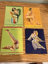 4 Vintage Cards Lot of Pinup Girls Risqué 1940s Sultry Earl Moran picture
