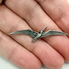 Pterodactyl Dinosaur Lapel Pin Flying Pterosaur Pewter Vintage picture