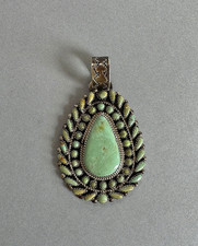 Vintage Navajo Sterling Silver And  Turquoise  Pendant Signed R.Charley picture