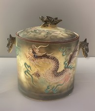 Antique Dragonware Moriage Ice Bucket Lid & Handles HandPainted Porcelain Japan  picture