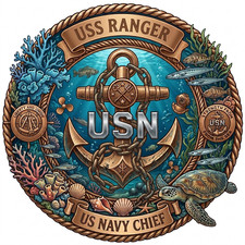 USS Ranger US Navy Warship Coffee Mug - USN Prior Service Bar Drinkware picture
