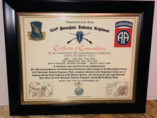 504TH PARACHUTE INFANTRY REGIMENT / COMMEMORATIVE - CERTIFICATE OF COMMENDATION picture