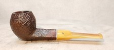 Beautiful Medico Sandblasted Bulldog Tobacco Pipe W/Amber Acrylic Stem  picture