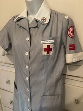Vintage 1940s  American Red Cross Nurse Volunteer Gray Lady Uniform Dress picture