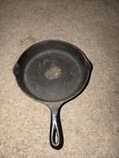 Griswold Erie PA # 8 704 L Small Bock Logo Cast Iron Skillet Sits Flat Dirty picture