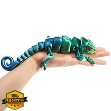 Maxdecoer 3D Printed Articulated Chameleon Lizard Toy, Blue Green Fusion 9.45... picture