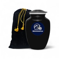 Seattle Seahawks Football Theme Style 8 Inch Black Urn with Bag For Adult picture