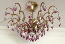 vintage chandelier crystal pink hand painted spider 3 lamp chandelier picture