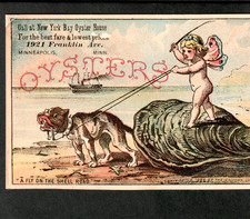 New York Bay Oyster House Minneapolis MN Fly on Shell Victorian Trade Card j.US picture