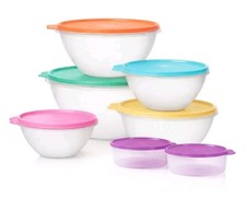 Tupperware 14-piece Wonderlier Vintage Series Bowl Set, Clear Bases, NIB picture