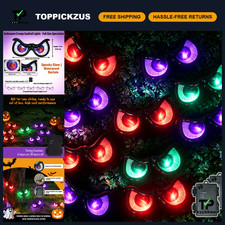 10 Pack Lighted Spooky Eyes Halloween Decorations, Battery Operated Timer Lights picture