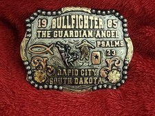 Bullfighting Rodeo Champion Trophy Belt Buckle☆Rapid City SD☆1985☆Rare#913 picture