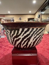 Rare Vintage Kinder & Harris Safari Collection Large 10” Zebra Bowl Gold Accents picture