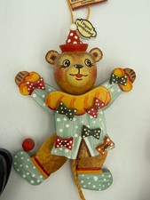 Käthe Wohlfahrt Lot Wooden Jumping Jack Bear Ornaments, Train GermanyHandpainted picture