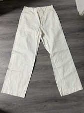 Vintage 1940s 50s US Navy White Cotton Twill Officer Trousers Pants 29x29 picture
