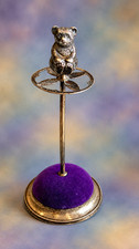 Teddy Bear Hatpin Hat pin holder 1909 Hallmarked Antique Sterling Silver picture