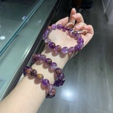 12mm Natural Amethyst Quartz Crystal Bracelet Purple Stretch 17 Beads picture