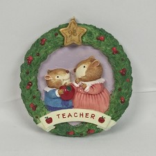 Vtg 1996 Hallmark Keepsake Ornament Apple for School Teacher Christmas Wreath picture