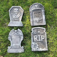 4pcs Halloween Tombstone Graveyard Decor RIP Skeleton Haunted House Props picture
