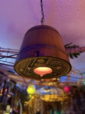 Tiki lamp light barrel bar swag Tropical lighting Tiki bahooka style Vtg Tapa picture