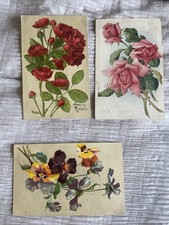 Lot Of 3 Antique Embossed Flower Postcards Roses 1907-1914 Stamped Germany picture