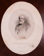 1863 General Robert E Lee Signed Twice Goupil & Cie Lithograph Civil War picture
