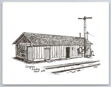 Congress Junction Depot Arizona Train Station Line Art Postcard R.M. Goodson picture