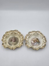 Pair Of Antique Royal Doulton Hand Painted Portrait Cabinet Plates Signed c1905 picture