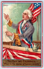 1909 4th of JULY THE DAY WE CELEBRATE CHAPMAN EMBOSSED PATRIOTIC POSTCARD picture