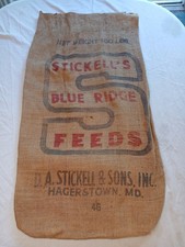 Vintage Strickell's Blue Ridge Burlap Farm Feed Seed Bag 39 x 21 Hagerstown MD picture