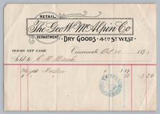 1883 Geo W McAlpin Co Cincinnati OH Dry Goods Department Store Billhead Receipt picture