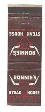 RONNIE'S STEAK HOUSE 52ND STREET NEW YORK CITY Vintage Matchbook Cover SM2 picture