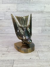Vintage PM Craftmans Brass Bird Bookend Art Nouveau PMC Swallow **One End Only* picture