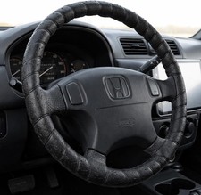 FINOO Black Lace-On Steering Wheel Cover, 14–15 Inch Universal Fit, Retro Cla... picture