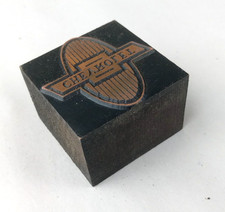 Early 1930's  Chevy Chevrolet Logo Printing Press Printer's Block Copper Wood picture