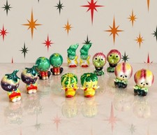 Vintage Japan Anthropomorphic Salt Pepper Shakers 6 Pairs 12 Pc MCM Kitsch picture