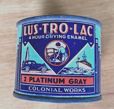 RARE  20’s LUS-TRO-LAC Paint Can  - Platinum Gray 1/4 pt - Vintage picture