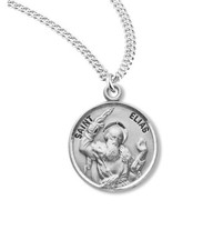 925 Sterling Silver Saint Elias Pendant Medal Necklace With Chain & Box picture