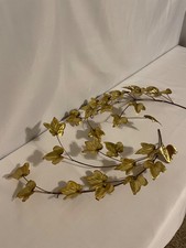 Vtg MCM Brass Ivy Wall Hanging Art Set Of 2 Decor Mid Century Modern Gold Toned picture