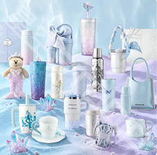 Pre Starbucks China Under the sea Blue Purple Mermaid Tumbler Bottle Mug Glass picture