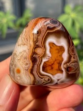 50g Natural Banded Agate Carnelian Polished Palm Stone Crystal Specimem Healing picture