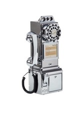 Ryan Bros. Retro 1950's Payphone Coin Bank Wall-Mount Corded Phone - Silver picture
