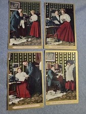 Vtg 1909 Victorian Era Typewriter Typist Secretary & Boss 4 Unused Postcard Set picture