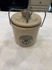 MISSISSIPPI STATE UNIVERSITY 1970'S TAN STONEWARE KITCHEN STORAGE JAR BAIL LOCK picture